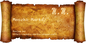 Meszko Markó névjegykártya